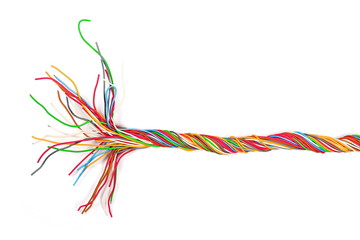 Colorful cables, wires isolated on white background, top view © dule964