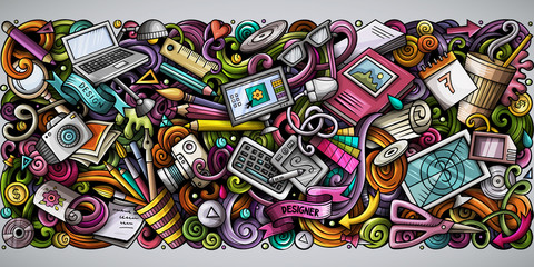 Cartoon vector doodles Art and Design horizontal stripe illustration © balabolka