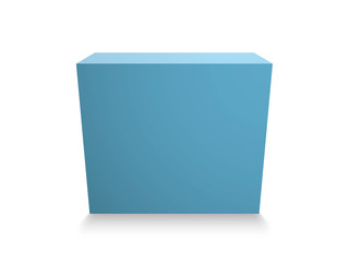 Blank blue cube on white background, 3d box template