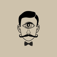 all seeing eye retro gentleman with bow tie