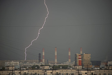 thunder-storm over Moscow - lightning stroke