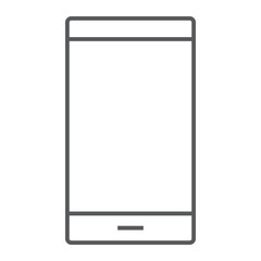 Smartphone thin line icon, electronic and device, phone sign, vector graphics, a linear pattern on a white background, eps 10.