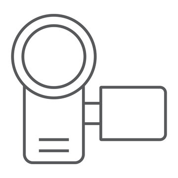 recommend clip art: Video camera thin line icon, electronic and device, camcorder sign, vector graphics, a linear pattern on a white background, eps 10.