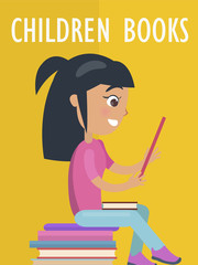 Children Books Poster with Girl and Textbooks
