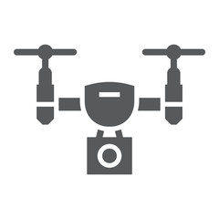 Drone glyph icon, electronic and device, quadcopter sign, vector graphics, a solid pattern on a white background, eps 10.
