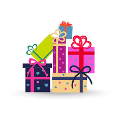 Colorful Gift Boxes on White Background Vector