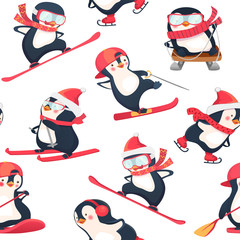 seamless pattern with penguins