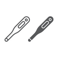 Digital thermometer line and glyph icon, medical and health, medical thermometer sign, vector graphics, a linear pattern on a white background, eps 10.