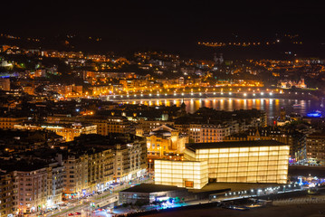 Donostia-San Sebastian at night, Basque Country, Spain