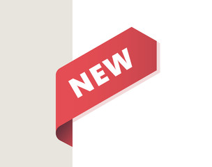 Red left Tag, Ribbon with shadow Banner New