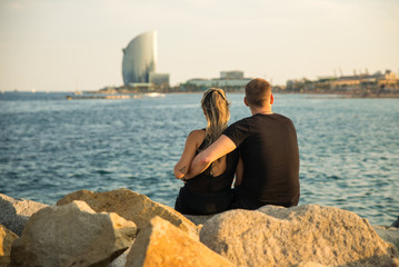 Romantic couple by the sea