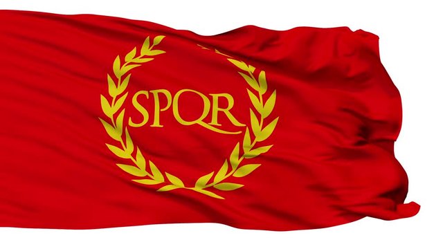 Roman Empire Spqr Isolated Flag With White Background Realistic Animation Seamless Loop