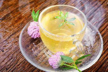 Summer herbal tea with clover