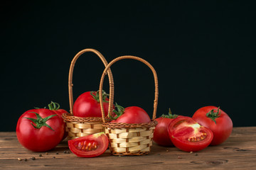 tomatoes on wooden background