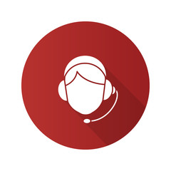 Fototapeta premium Call center operator flat design long shadow glyph icon
