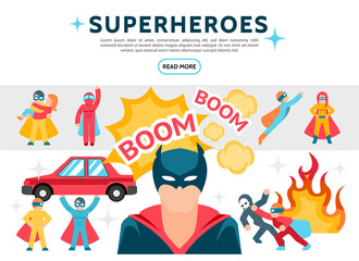 Fototapeta premium Flat Superheroes Elements Set
