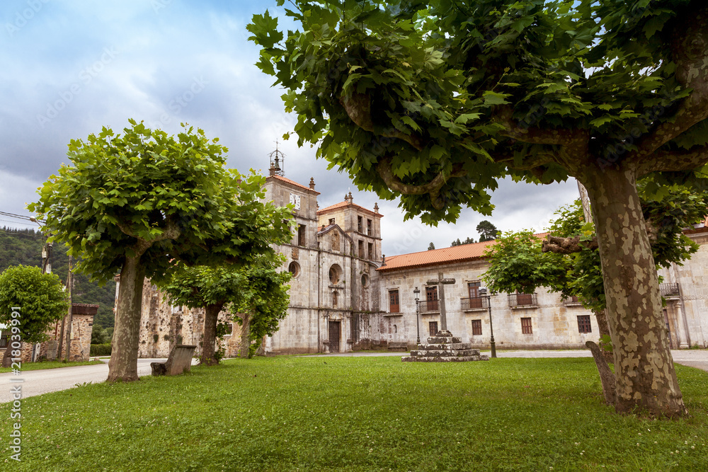 Wall mural vista de cornellana y su monasterio de san salvador