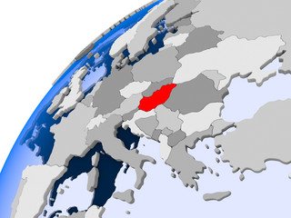 Map of Hungary in red