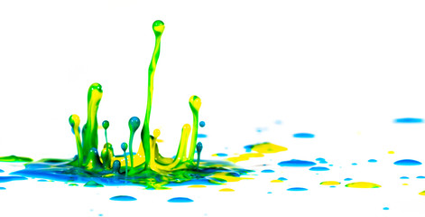 splash of color ink on white background