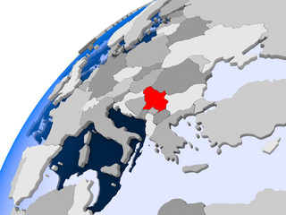 Fototapeta premium Map of Serbia in red