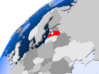 Fototapeta premium Map of Latvia in red