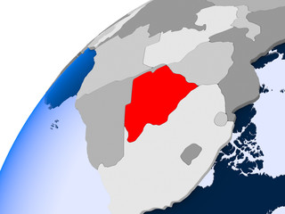 Map of Botswana in red