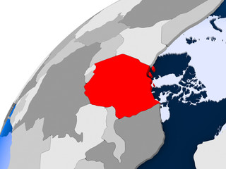 Map of Tanzania in red