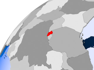 Map of Rwanda in red
