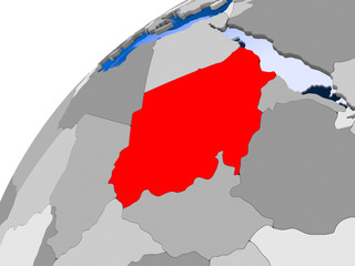 Fototapeta premium Map of Sudan in red