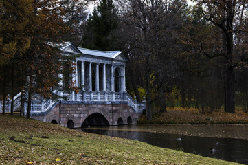 Travel, architecture, sightseeing, Russia concept. Saint Petersburg, Russia. Marble bridge in...