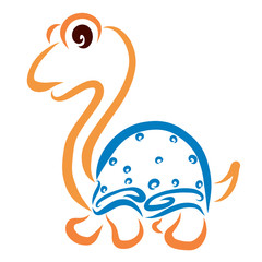 Funny walking turtle with blue patterned shell