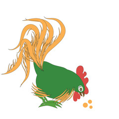 Cartoon cock with a beautiful curvy tail. Funny and smart cock.