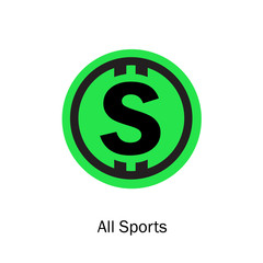 All Sports Cryptocurrency Coin Sign Isolated