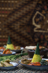 Different indonesian food dishes. Various indonesian bali food
