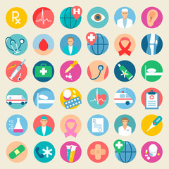 Medical icon set. Health care, medicine service hospital doctor illustration. Flat graphic design - 218045138