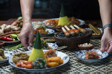 Close up of master chef cooking and preparing food. Food preparation