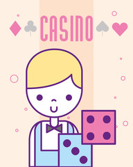 casino croupier craps luck game cartoon vector illustration