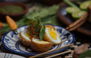 Different indonesian food dishes. Various indonesian bali food