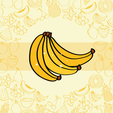 bananas fruits nutrition background pattern vector illustration