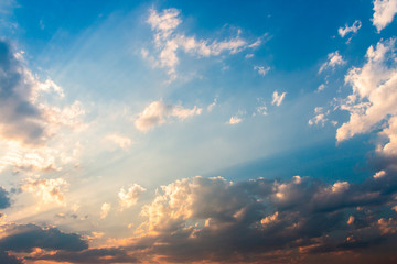 colorful dramatic sky with cloud at sunset..
