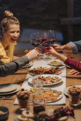 Friends Enjoying at Dinner Party