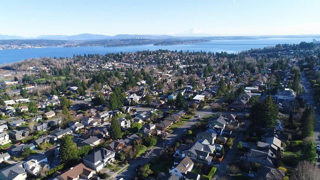 Seattle Arial View with seaside