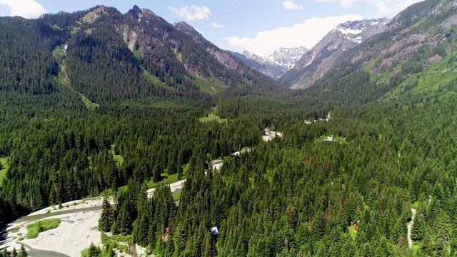 Alaska Mountain Rd, Snoqualmine Pass aerial Landscape