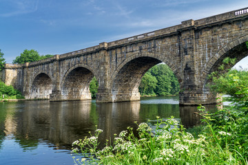 Fototapeta na wymiar The Lune valley aqueduct, which carries the Lancaster canal over