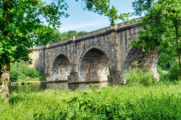 Fototapeta na wymiar The Lune valley aqueduct, which carries the Lancaster canal over