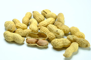 peanut in a shell texture. food background of peanuts