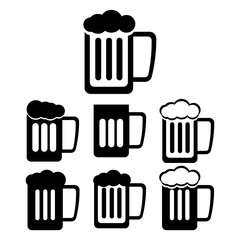 Pint of beer glyph icon set isolated on white background