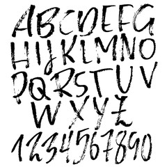 Hand drawn modern dry brush lettering. Grunge style alphabet. Handwritten font. Vector illustration.