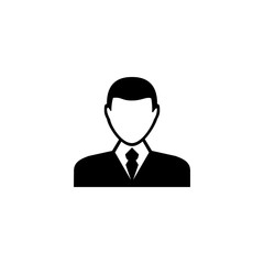 Man Avatar, Male User. Flat Vector Icon illustration. Simple black symbol on white background. Man Avatar, Male User sign design template for web and mobile UI element