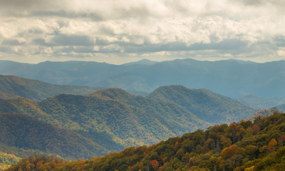 Cloudy skies over the Smoky mountains